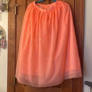 Girls long peach tulle skirt